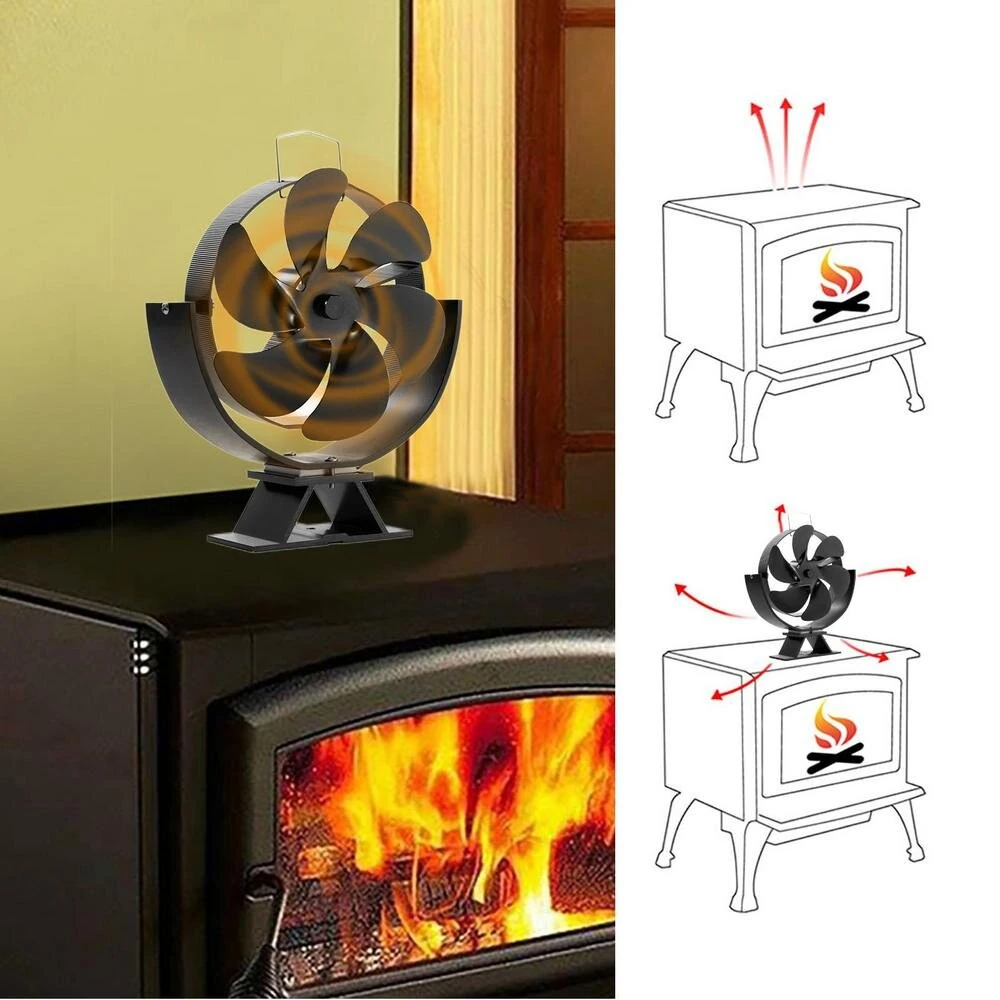 (image for) 6 Blade Wood Burner Fireplace Fan Mini Heat Powered Stove Fan Eco-fan Quiet Home Efficient Heat Distribution