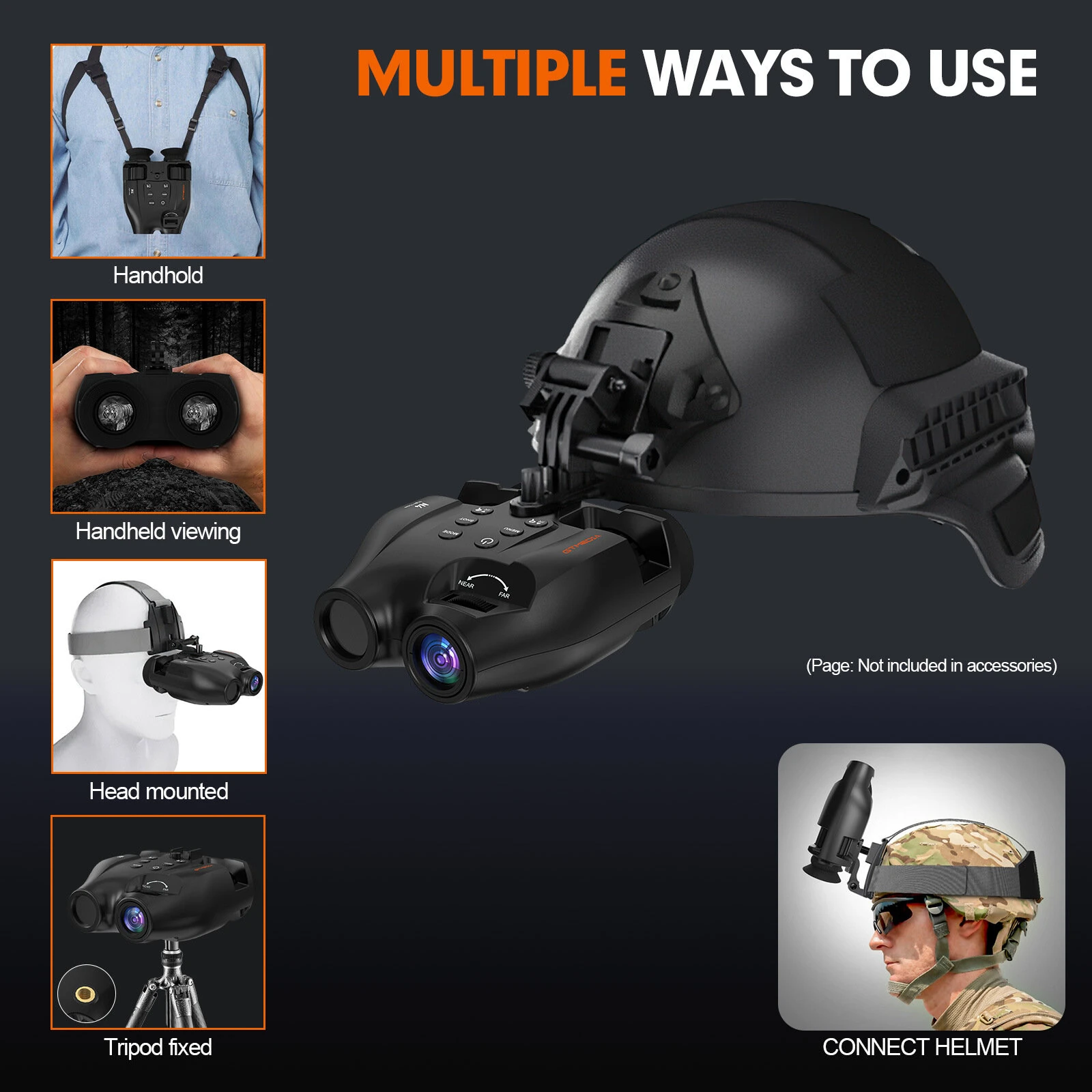 (image for) GTMEDIA N4 Night Vision Binoculars 7 Levels Infrared Light 5X Zoom Photo/Video Playback Head-Mounted Support Ideal for Outdoor Activities and Wildlife Observation