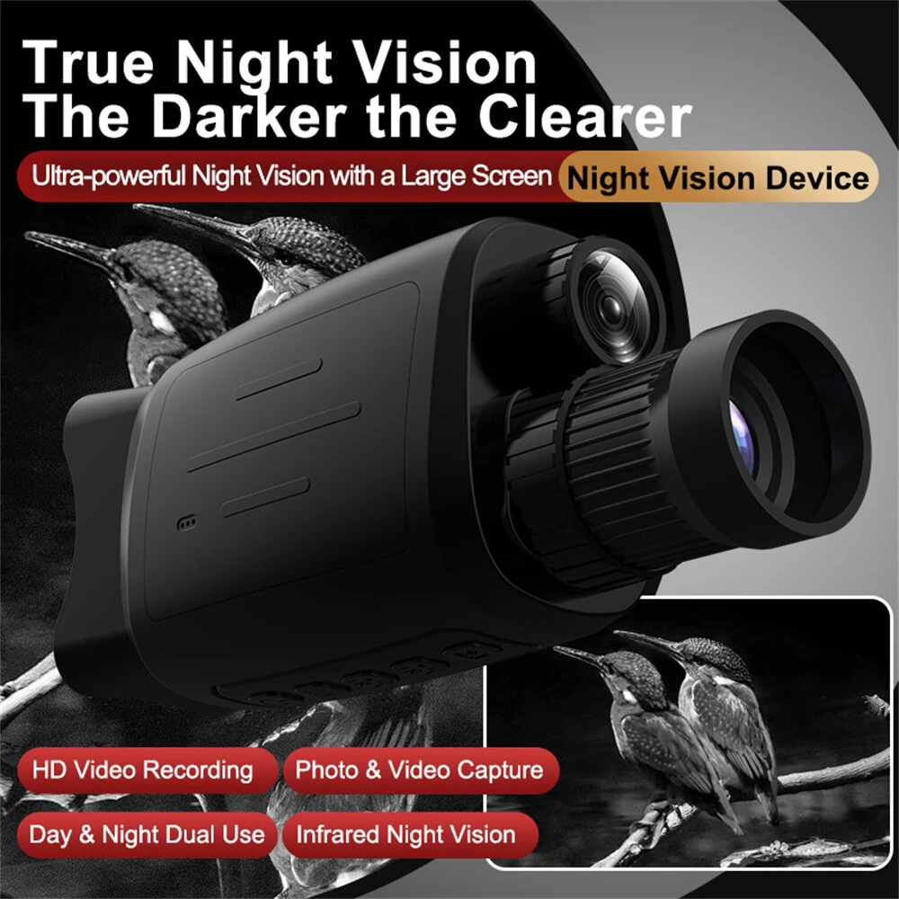 (image for) IPRee Monocular Night Vision Device 1080P HD Infrared Camera 16X Digital Light Zoom Telescope with 2 inch TFT Screen Support Photo and Video Recording