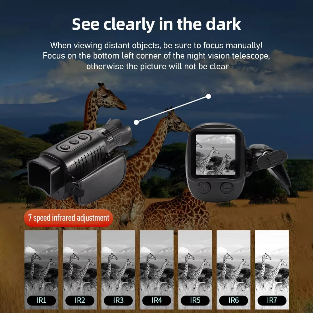 (image for) IPRee R7 Infrared Night Vision Device Digital Night Vision Monocular with 1.54 inch TFT Screen IP54 Waterproof Support Video Recording